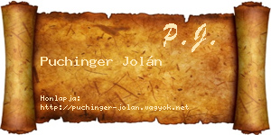 Puchinger Jolán névjegykártya